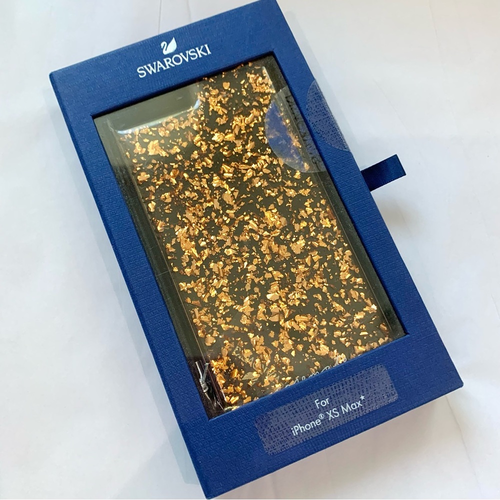 NEW Swarovski iPhone XS Max Case Gold Crystals Glitter Black NIB
